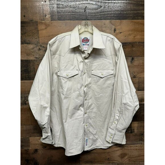 Cowboy Work Wear Work Flex Men's Long Sleeve‎ Pearl Snap Size Large - Picture 1 of 7